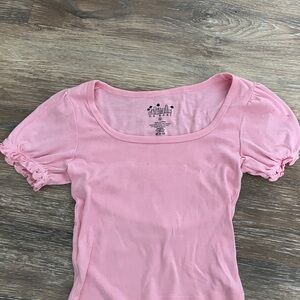 Pink blouse with puff sleeves